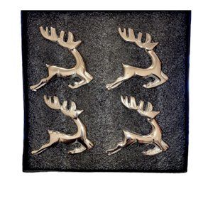 Reindeer Napkin Rings Silver Container Store Christmas Holiday